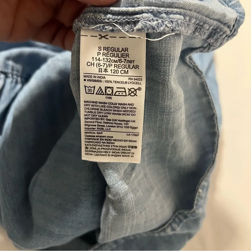 GAP Kids Girls Small Chambray Tiered Sleeveless Blue Sundress Casual Outdoors